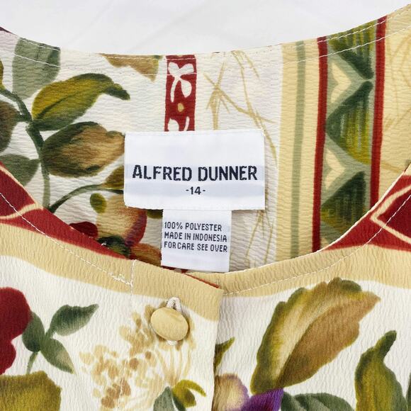 90s ALFRED DUNNER Vintage Floral Collarless Button Up Shirt New With Tags - Picture 8 of 11